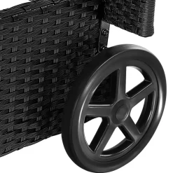 tectake Wicker ligbed met wielen, Zwart/beige