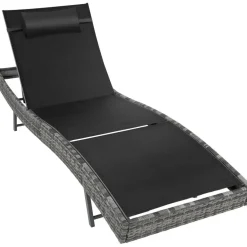 tectake Wicker ligbed Moana, Grijsgevlekt