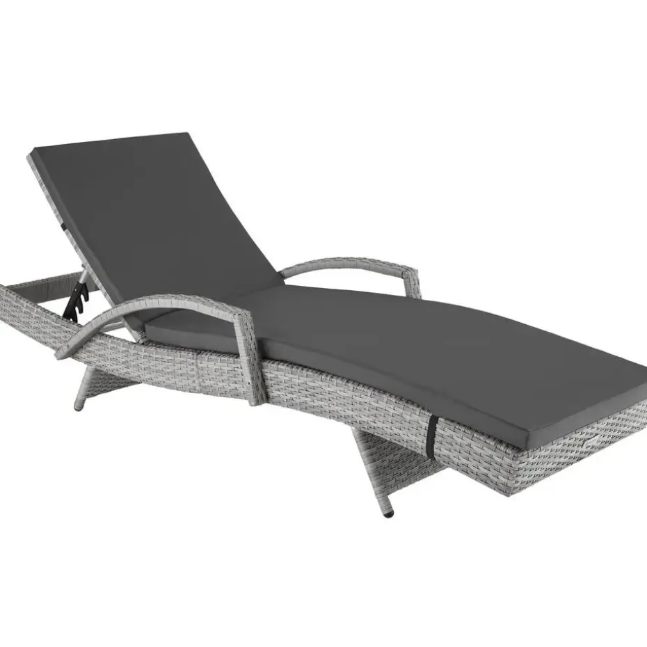 tectake Wicker ligbed Océane met aluminium frame, Lichtgrijs