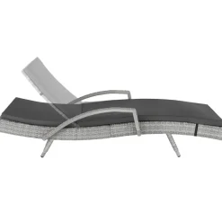 tectake Wicker ligbed Océane met aluminium frame, Lichtgrijs