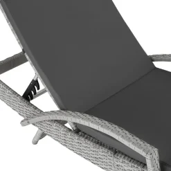 tectake Wicker ligbed Océane met aluminium frame, Lichtgrijs