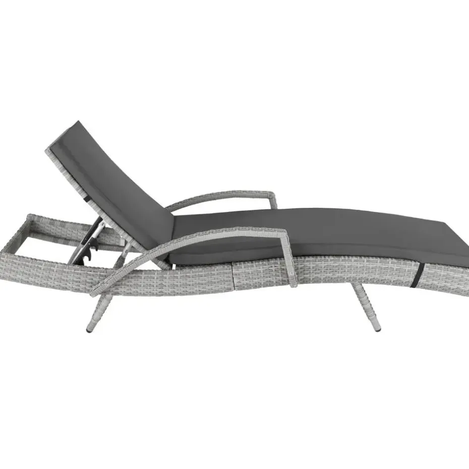 tectake Wicker ligbed Océane met aluminium frame, Lichtgrijs
