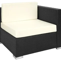 tectake Wicker loungeset met aluminium frame Marbella, Zwart
