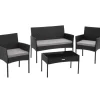 tectake Wicker loungeset Palese voor 4 personen - Zwart