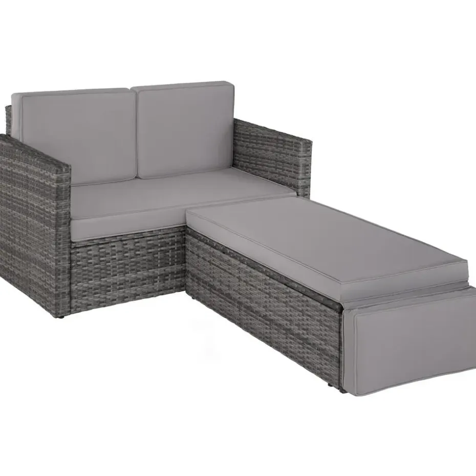 tectake Wicker loungesofa Corfu, Grijs