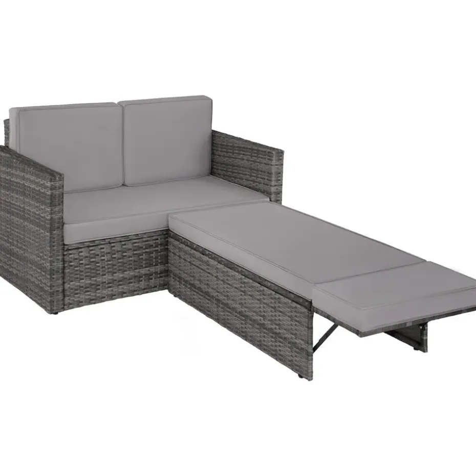 tectake Wicker loungesofa Corfu, Grijs