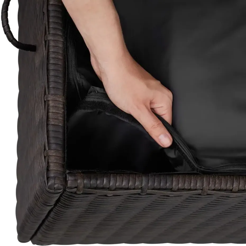 tectake Wicker opbergbox Kiruna met kunststof gaas, 120x55x61,5cm, 270l, Bruin
