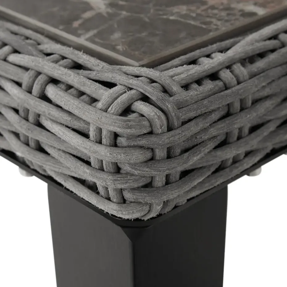 tectake Wicker tafel Tarent 93,5x93,5x75cm, Grijs