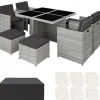 tectake Wicker tuinset Manhattan 4+4+1 met aluminium frame en beschermhoes