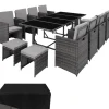 tectake Wicker tuinset Palma 8+4+1 met beschermhoes - Grijs/lichtgrijs