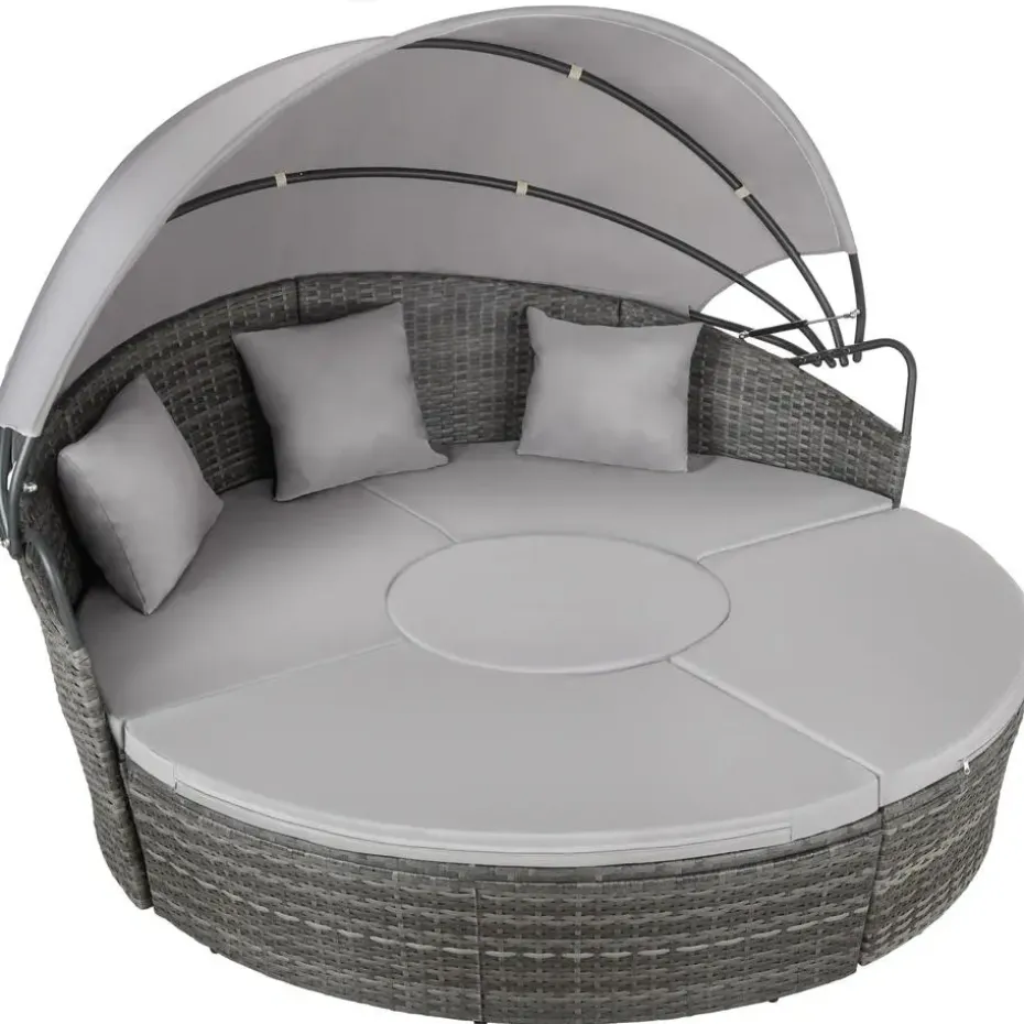 tectake Wicker zonne-eiland Santorini, Grijs