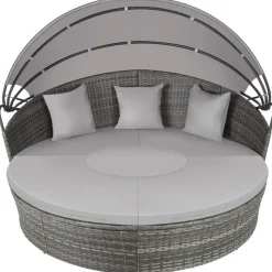 tectake Wicker zonne-eiland Santorini, Grijs