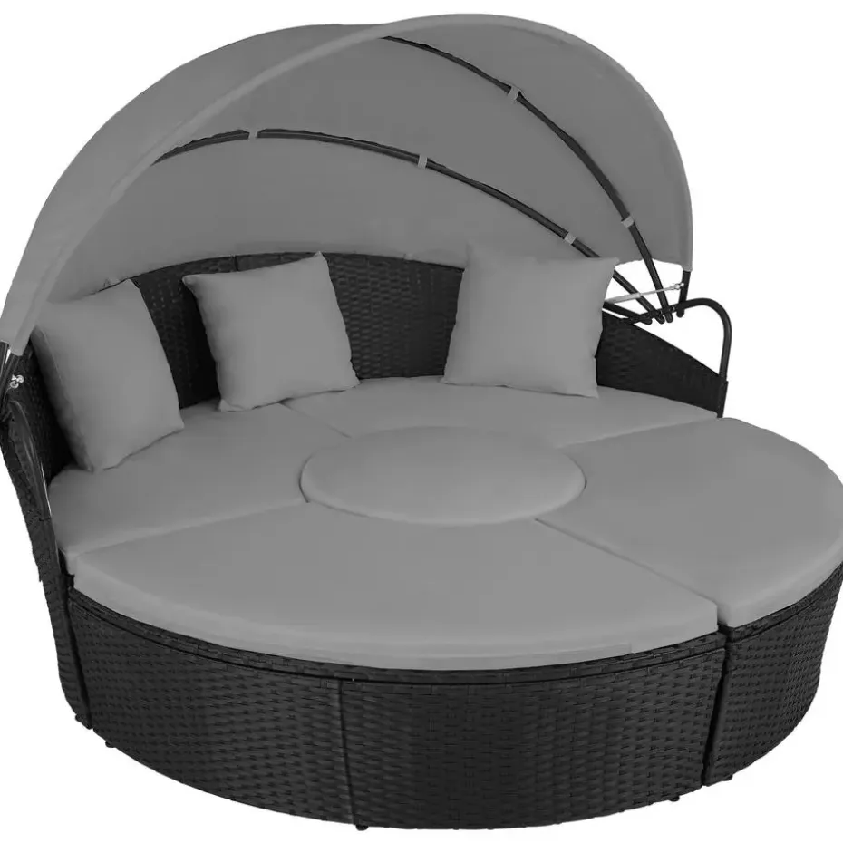 tectake Wicker zonne-eiland Santorini, Zwart