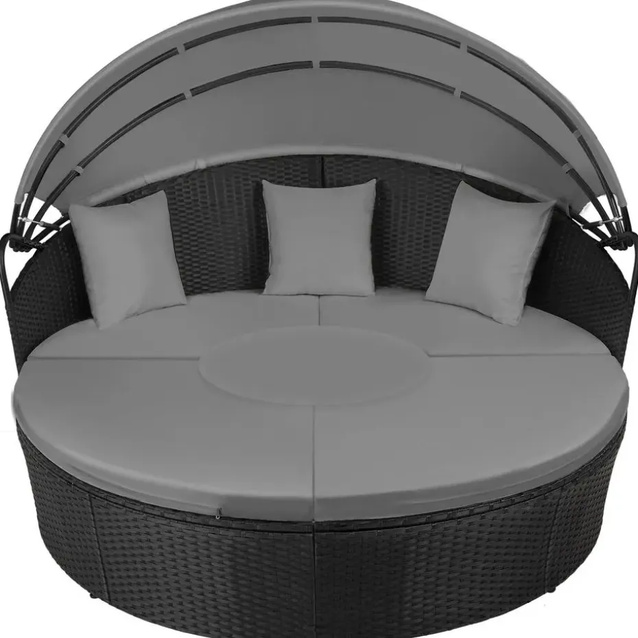 tectake Wicker zonne-eiland Santorini, Zwart