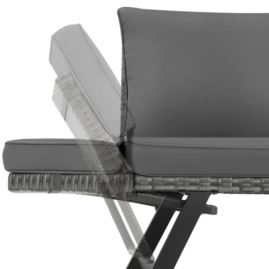 tectake Wicker-loungesofa Sintra, verstelbare armleuningen, 2in1, Grijs