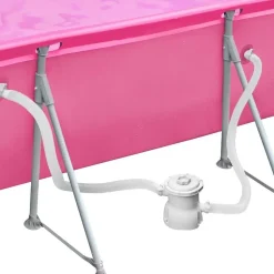 tectake Zwembad rechthoekig met filterpomp 300 x 207 x 70 cm, Pink