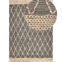 TELLIKAYA - Loper vloerkleed - Grijs - 160 x 230 cm - Jute