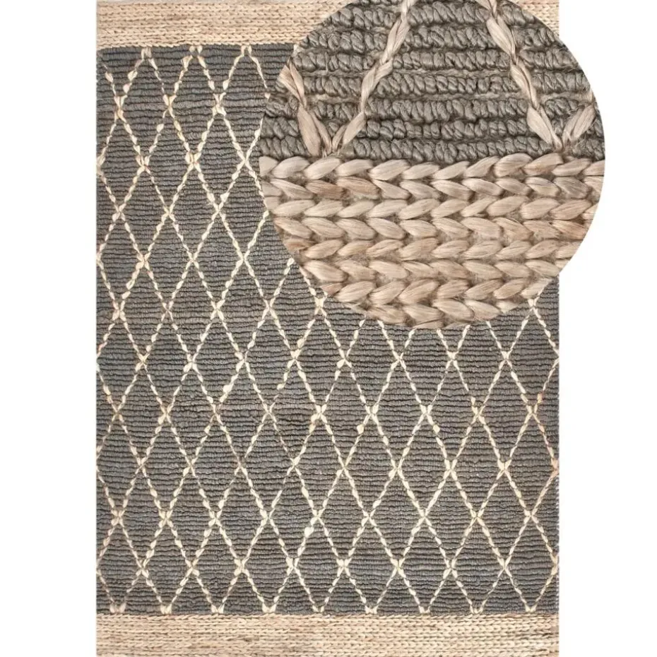 TELLIKAYA - Loper vloerkleed - Grijs - 160 x 230 cm - Jute