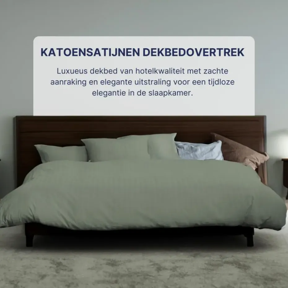 Ten Cate 100% Katoensatijnen Tweepersoons Dekbedovertrek - 200x200/220 - Groen