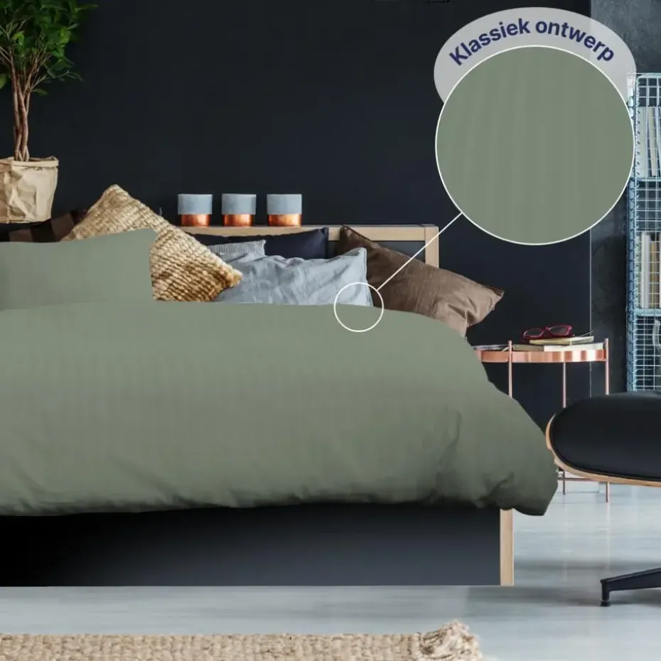Ten Cate 100% Katoensatijnen Tweepersoons Dekbedovertrek - 200x200/220 - Groen
