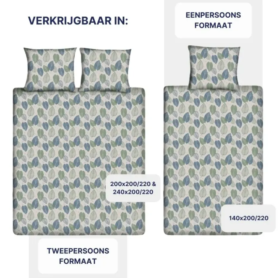 Ten Cate Katoenen Dekbedovertrek - 240x200/220 cm - Graphic Leaves