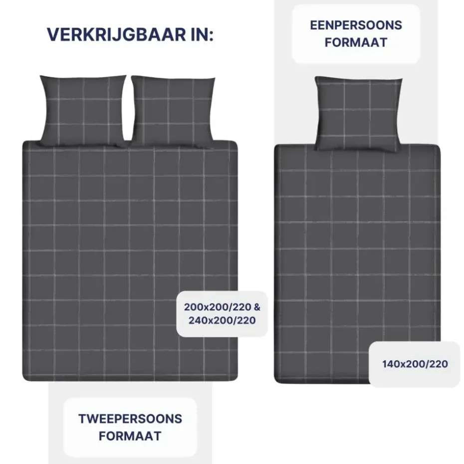 Ten Cate Katoenen Dekbedovertrek - 140x200/220 cm - Louis Antraciet