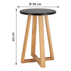 Tendance Bijzet krukje - zwart - bamboe hout - D30 x H43 cm