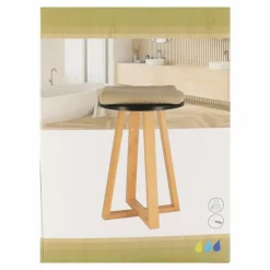 Tendance Bijzet krukje - zwart - bamboe hout - D30 x H43 cm