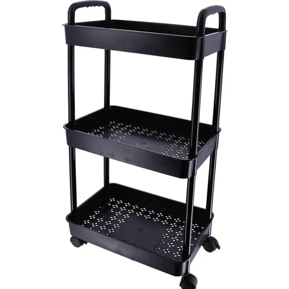 Tendance Keuken/badkamer trolley 3 laags - 38 x 26 x 77cm - zwart