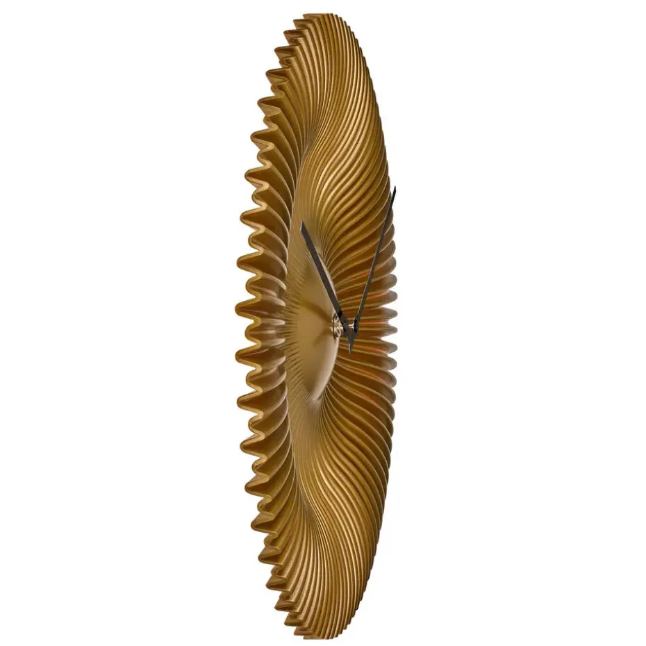 TFA radio gestuurde wandklok - kunststof - goud - Dia 18 cm
