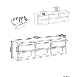 TOBIN - Wandplank met 6 dozen - Wit - Vezelplaat