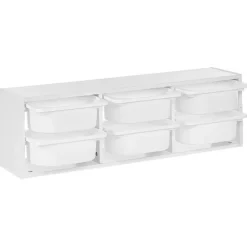 TOBIN - Wandplank met 6 dozen - Wit - Vezelplaat