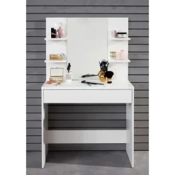 Trendteam Make-uptafel Basix - 85 x 40 x 141 cm - 100% Melaminegecoat - Wit