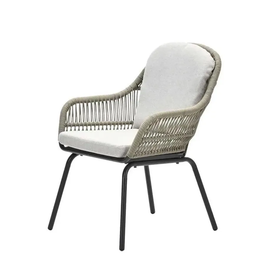 Triton dining fauteuil - carbon black - rope donker zand - desert sand