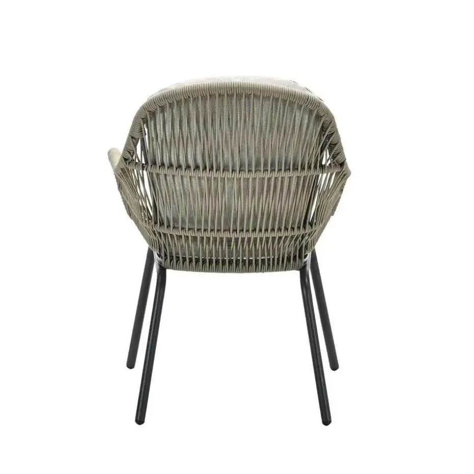Triton dining fauteuil - carbon black - rope donker zand - desert sand