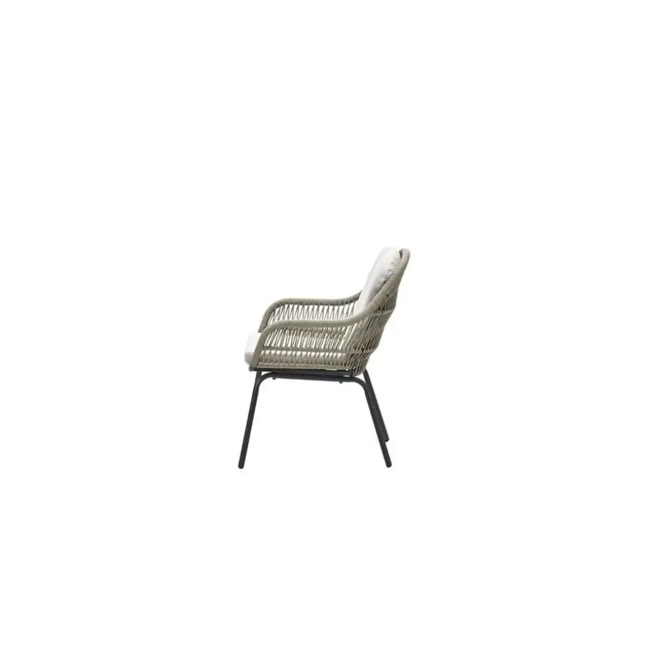 Triton dining fauteuil - carbon black - rope donker zand - desert sand