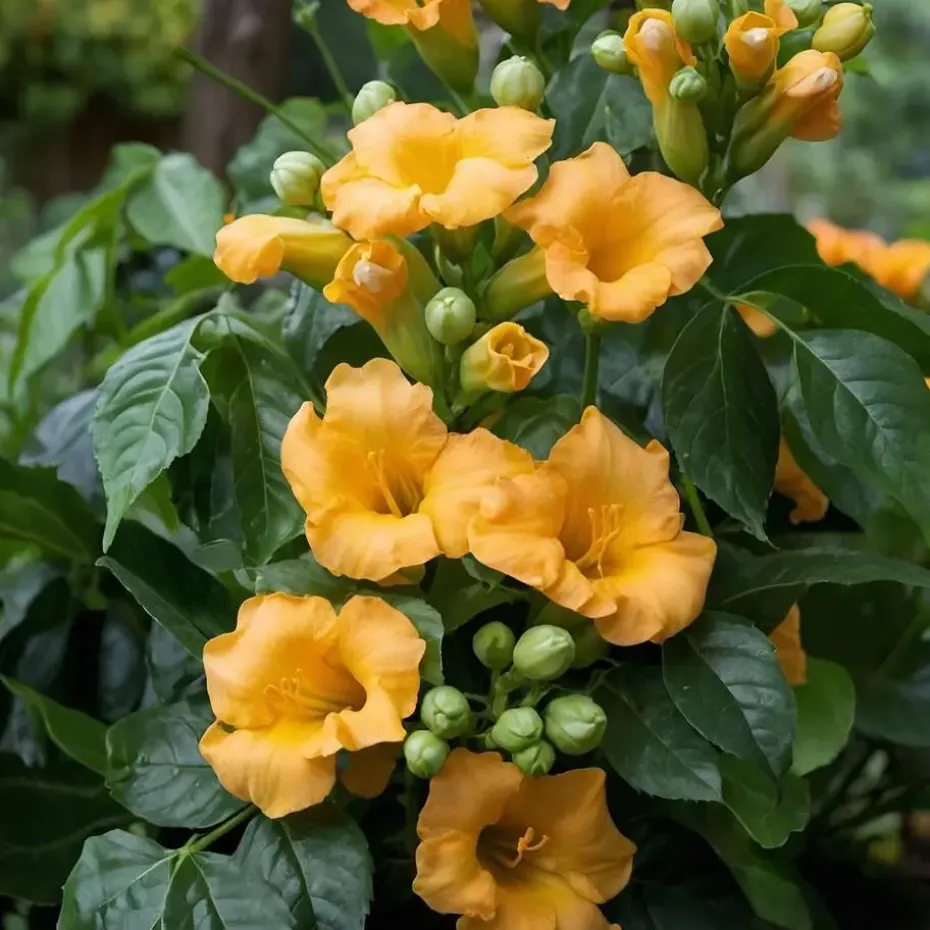 Trompetbloem - Campis radicans 'Flava' - Hoogte 110-120cm - ⌀17cm