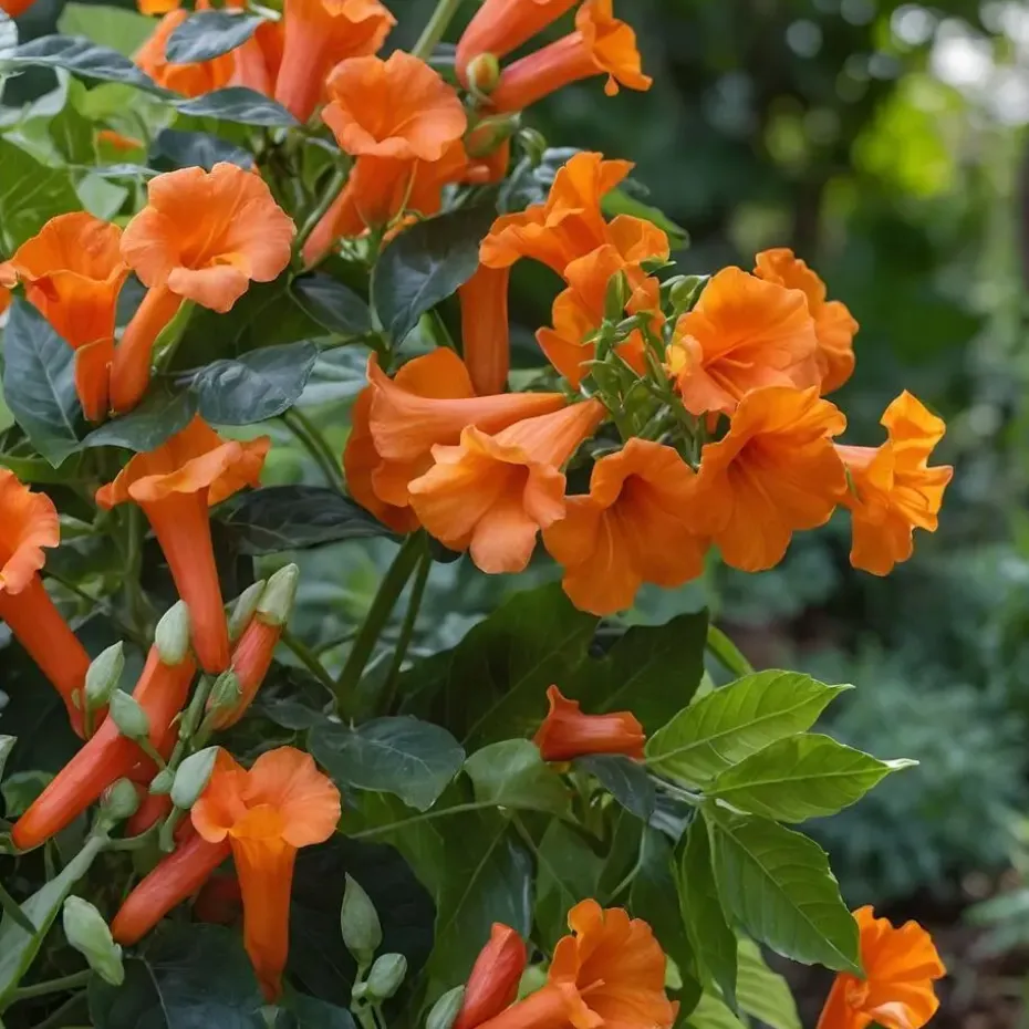 Trompetbloem - Set van 2 - Campsis radicans - Hoogte 110-120cm - ⌀17cm