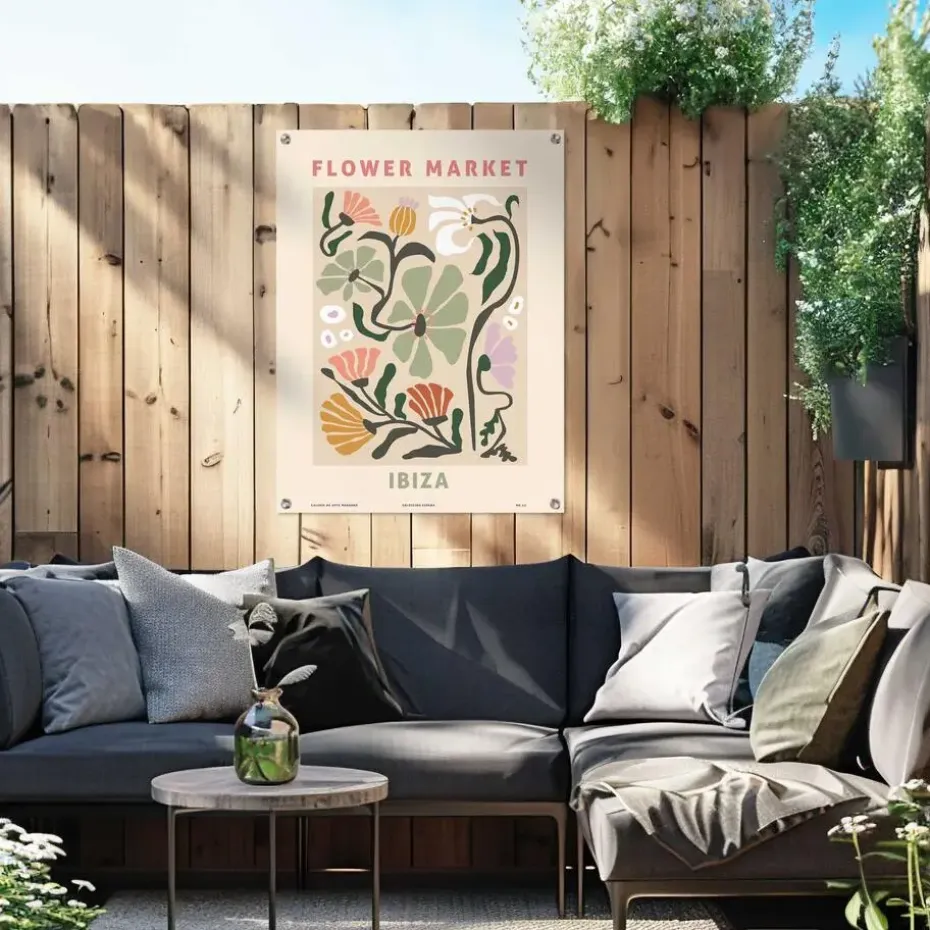 Tuinposter Flower Market - 80 x 60cm - Roze