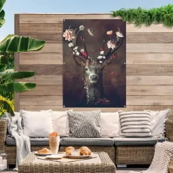 Tuinposter Hert - 140 x 100cm - Bruin