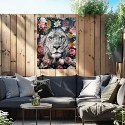 Tuinposter Leeuw - 80 x 60cm - Bont