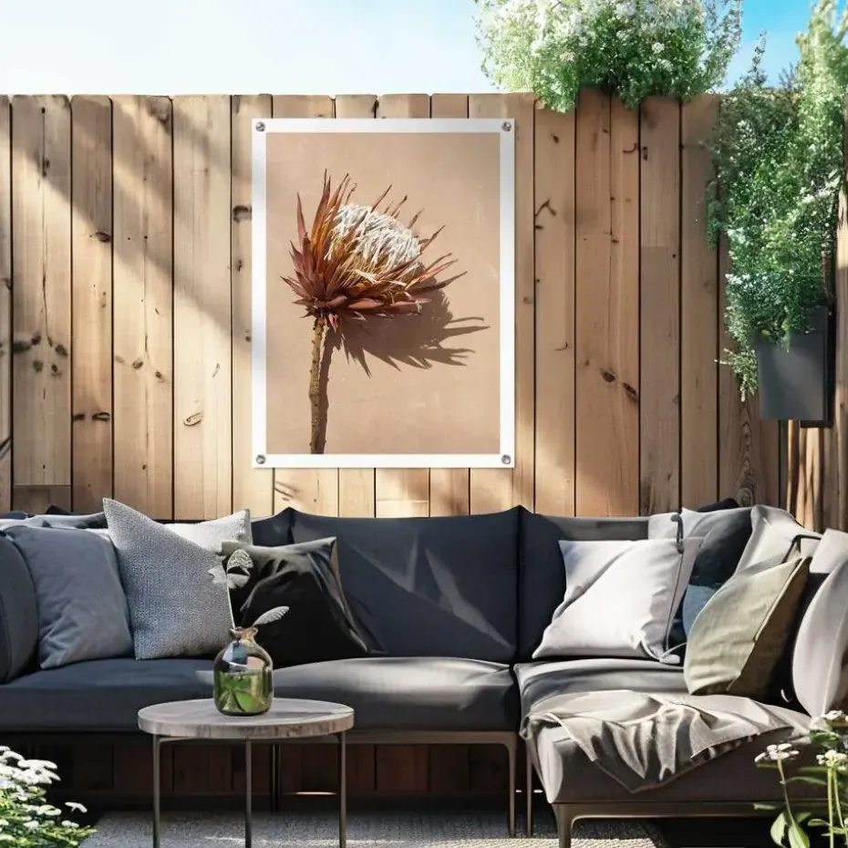 Tuinposter Schaduw bloem - 80 x 60cm - Bruin