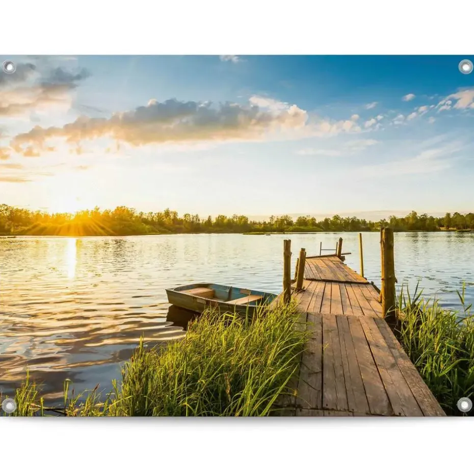 Tuinposter Zonsopgang - 60 x 80cm - Blauw