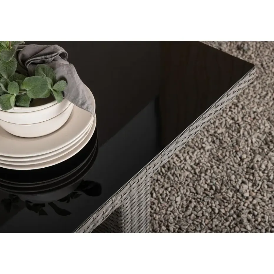 Tuintafel Grijs Wicker/Glas - 200x100x74cm - Padova