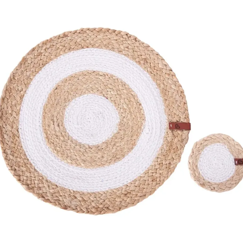 TUMERIC - Set van 12 placemats en onderzetters - Natuurlijk - Jute