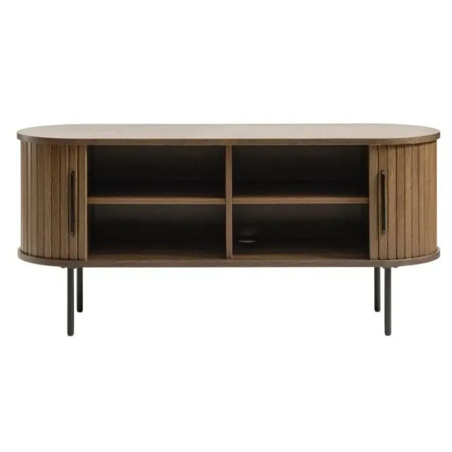 Tv-Meubel Eikenhout Smoked - 40x120x55cm - Schuifdeuren - Nola