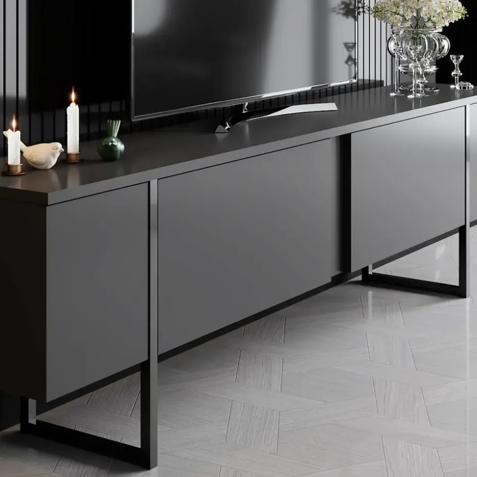 Tv-Meubel Luxe Melamine Antraciet Zwart