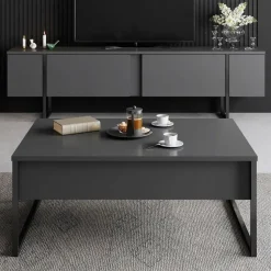 Tv-Meubel Luxe Melamine Antraciet Zwart