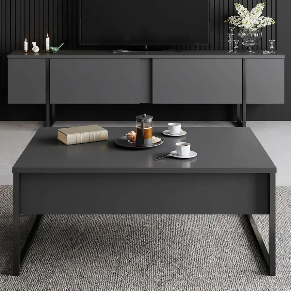 Tv-Meubel Luxe Melamine Antraciet Zwart