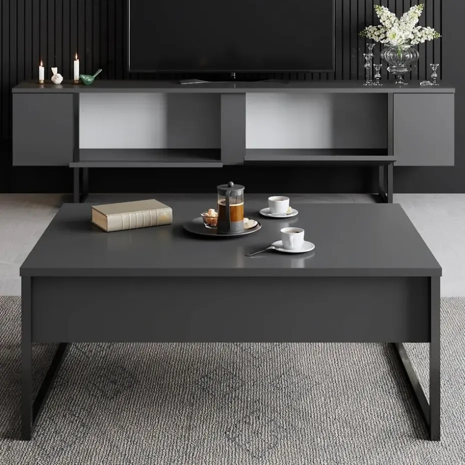 Tv-Meubel Luxe Melamine Antraciet Zwart
